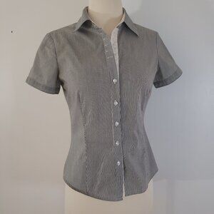 Coveri Factory Pinstripe Tailor Short Sleeve Blouse